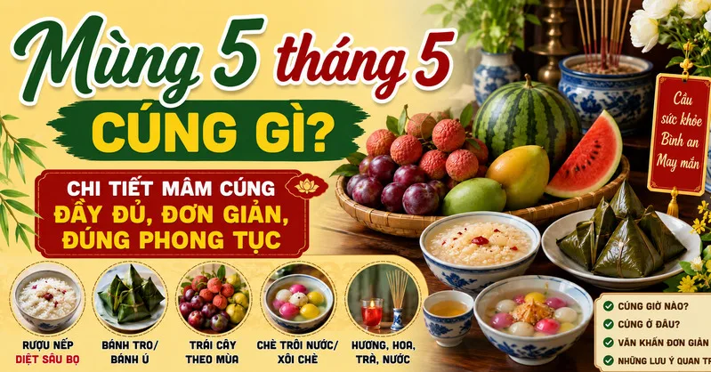 Tết Đoan Ngọ diễn ra vào mùng 5 tháng 5 âm lịch hằng năm, gắn với phong tục dân gian Việt Nam.